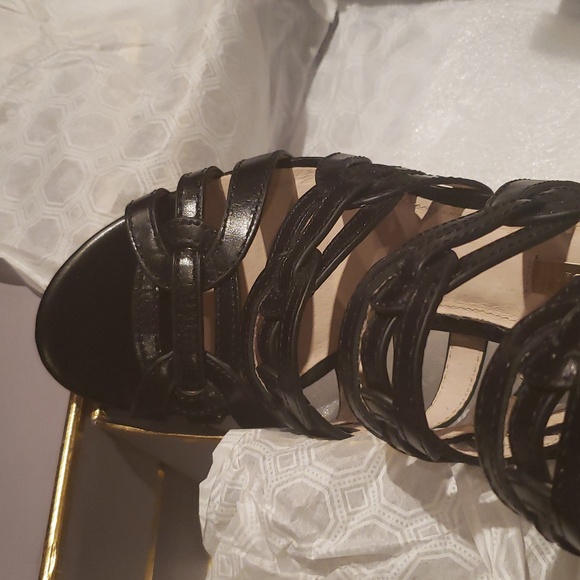Louise et Cie New KATY Heel Sandals Leather Strappy Stilettos Back Zip BLACK NIB - Picture 12 of 16